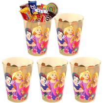 Kit 4 Copo Cinderela Rapunzel p/ Lembrancinhas e Decoração de festa infantil