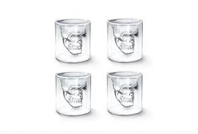Kit 4 Copo De Vidro Shot Tequila Cachaça Caveira Skull 25ml