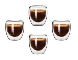 Kit 4 Copo Duo De Vidro Camada Dupla Shot Chá Suco Café 80ml Americano Shot Termico Jogo Drinks