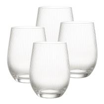 Kit 4 Copo Vidro Baixo Long Drink Canelado Versalhes Whisky Agua Suco 340mL