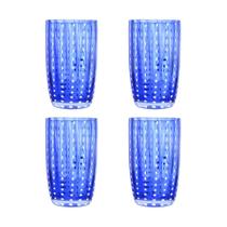 Kit 4 Copos Alto de Vidro para Água Sucos e Refrigerante Orquídea Azul 500ml Wolff