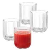 Kit 4 Copos Baixo De Vidro Versalhes Grafiatto Transparente Canelado 270ml