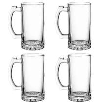 Kit 4 Copos Caneca De Vidro Chopp Cerveja 480Ml Com Alça