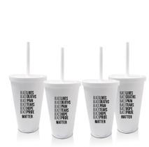 Kit 4 Copos Com Tampa E Canudo Branco Lista Black Lives Kit 4 Copos Com Tampa E Canudo Branco Lista Black Lives