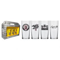Kit 4 copos do corinthians 300 ml vidro cylinder long drink Kit 4 copos do corinthians 300 ml vidro cylinder long drink