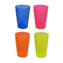 Kit 4 Copos Em Plástico Colorido Twister Festas Drinks 300ml