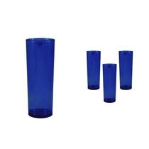 Kit 4 Copos Long Drink Cristal Azul 330Ml Plástico Kit 4 Copos Long Drink Cristal Azul 330Ml Plástico