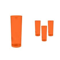 Kit 4 Copos Long Drink Cristal Laranja Neon 330Ml Plástico