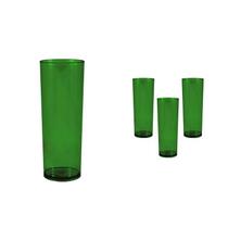 Kit 4 Copos Long Drink Cristal Verde 330Ml Plástico
