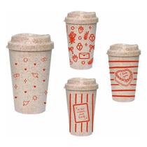 Kit 4 Copos Mug 300mL Green Palha Colecao AMOR Completa