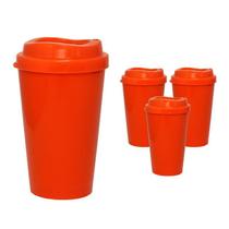 Kit 4 Copos Mug Alaranjado 320Ml Plástico Premium