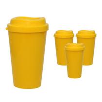 Kit 4 Copos Mug Amarelo 320Ml Plástico Premium - Bb Store