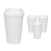 Kit 4 Copos Mug Branco 320Ml Plástico Premium