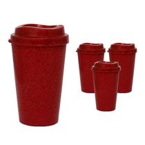 Kit 4 Copos Mug Fibra Madeira Greencolors Vermelho 320Ml