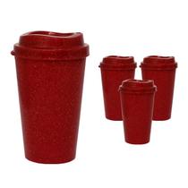 Kit 4 Copos Mug Fibra Madeira Greencolors Vermelho 320Ml