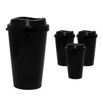 Kit 4 Copos Mug Preto 320Ml Plástico Premium