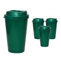 Kit 4 Copos Mug Verde 320Ml Plástico Premium