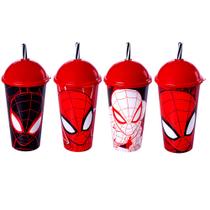 Kit 4 Copos para Festa do Homem Aranha Shake com Canudo