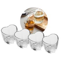 Kit 4 Copos para Shot de Vidro Dose Degustação Coração Transparente Lyor 50ml