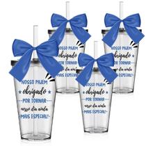 Kit 4 Copos Personalizados Agradecimento Pajem Lembrancinha