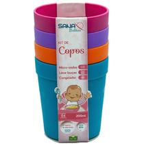 Kit 4 Copos Refeição/Alimentação Infantil/Menina Sana Babies