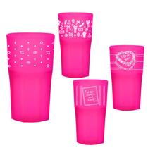 Kit 4 Copos Roma 360mL Rosa Neon Colecao AMOR Completa