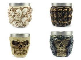 Kit 4 Copos Shot Dose Colecionável Em Aço Inox E Resina