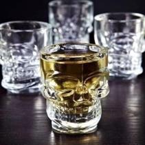 Kit 4 Copos Shot Dose Vidro Caveira Bebida Tequila 50mL