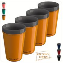 Kit 4 Copos Térmico Munique 350ML Parede Dupla Multiuso Unitermi Cerveja Café Chá Suco Drinks