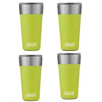 Kit 4 Copos Térmicos Com Tampa E Abridor Verde Limão Aço Inox 600ml - Coleman