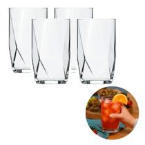 Kit 4 Copos Topázio 360ml Vidro Água Suco Nadir Figueiredo