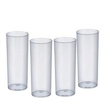 Kit 4 Copos Tubo Long Drink Acrílico Transparente 300ml