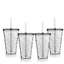 Kit 4 Copos Twister Com Tampa E Canudo Acrílico Krystalon Kit 4 Copos Twister Com Tampa E Canudo Acrílico Krystalon