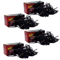 Kit 4 Cordão 300 Leds Fixo 30m Branco Frio Fio Verde Bivolt