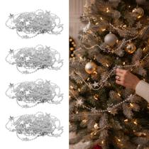 Kit 4 Cordão Estrelado Natal Brilho Enfeites Decoração 180cm