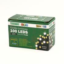 Kit 4 Cordão Lum 100 LEDs Est. com LED Flash Isol. VD 3000K Voltagem:220V