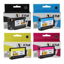 Kit 4 Cores Cartucho de Tinta Compatível para 954xl 954 X-Full p/ Pro 8730 7720 8710 8720 7740 BK Pigmentado CMY Corante