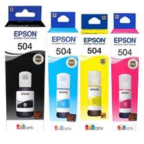 Kit 4 cores refil de tinta original epson 504 p/ l4150 l4160 l4260 l6161 l6171 l6191 l1450