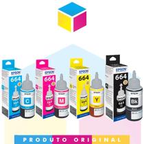 Kit 4 cores refil de tinta original epson 664 L120 L1300 L395 664 T644 L396 L355 L555 L365 L355