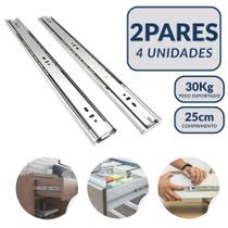 Kit 4 Corrediças 25cm Telescópicas Light Aço 35mm 2 Pares Kit 4 Corrediças 25cm Telescópicas Light Aço 35mm 2 Pares