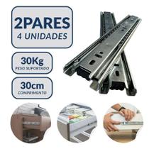 Kit 4 Corrediças 30cm Telescópicas Light Aço 35mm 2 Pares Kit 4 Corrediças 30cm Telescópicas Light Aço 35mm 2 Pares