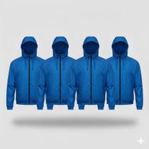 Kit 4 Corta Vento Impermeável Liso Sem Estampa Masculino Com Forro e Capuz Corrida Blusa de Frio