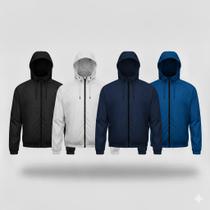 Kit 4 Corta Vento Impermeável Liso Sem Estampa Masculino Com Forro e Capuz Corrida Blusa de Frio