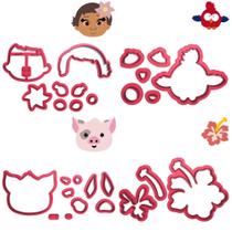 Kit 4 Cortadoes Moana Galo Heyhey Porco Pua Flor