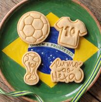 Kit 4 cortador biscoito copa do mundo futebol brasil 5cm Kit 4 cortador biscoito copa do mundo futebol brasil 5cm