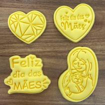 Kit 4 Cortador Feliz dia das Mães Coração Diamante