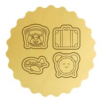 Kit 4 Cortadores Avião Urso Relógio Mala VIagem