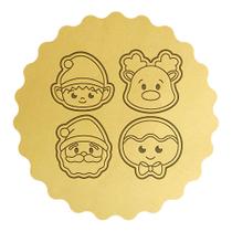 Kit 4 Cortadores Biscoito Papai Noel Elfo Rena Ginger