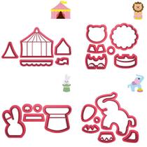 Kit 4 Cortadores Circo Leão Elefante Coelho Tenda Kit 4 Cortadores Circo Leão Elefante Coelho Tenda