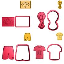 Kit 4 Cortadores Copa Taça Brasil Camisa 10 Bermuda